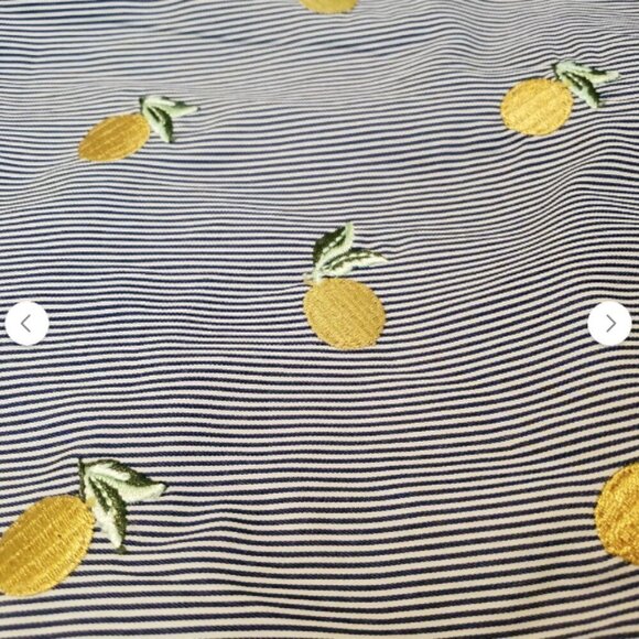 Love Fire Front Tie Ruffle Sleeve Pinstripe Blouse, embroidered lemon Size L/G - Picture 5 of 6